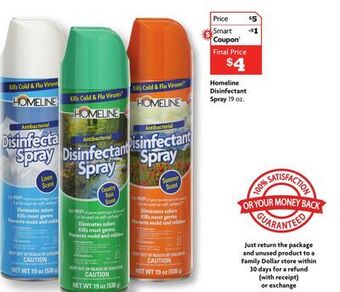 Family Dollar Homeline disinfectant spray offer