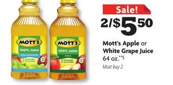 Family Dollar Mott's apple or white grape juice offer