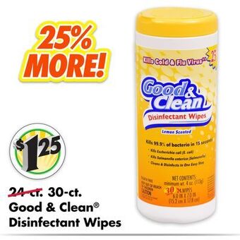 Dollar Tree Good & clean® disinfectant wipes offer
