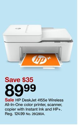 Target Hp deskjet 4155e wireless all-in-one color printer scanner, copier with instant ink and hp+ offer