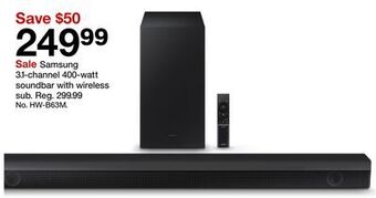 Target Samsung 3.1-channel 400-watt soundbar with wireless sub offer