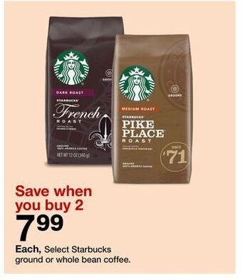 Target Starbucks ground or whole bean coffee offer