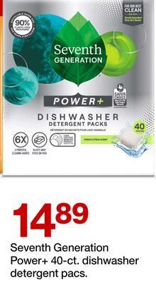 Target Seventh generation power+ 40-ct. dishwasher detergent pacs offer