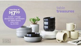 JC Penney Loom + forge dinnerware, serveware or table linens offer