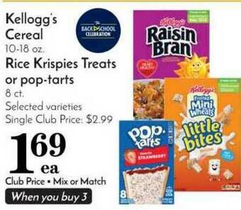 Pavilions Kellogg's Cereal, Rice Krispies Treats Or Pop-tarts offer