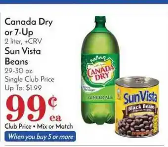 Pavilions Canada Dry Or 7-up, Sun Vista Beans offer