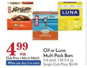 Pavilions Clif Or Luna Multi Pack Bars 5-6 Pack offer
