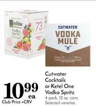 Pavilions Cutwater Cocktails Or Ketel One Vodka Spritz 4 Pack, 12 Oz offer