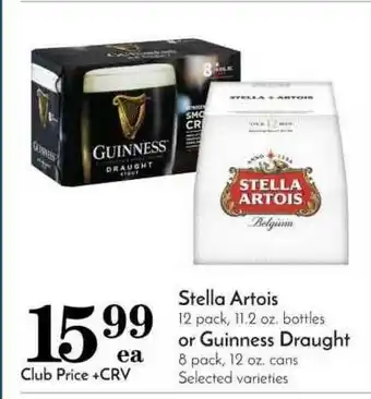 Pavilions Stella Artois Or Guinness Draught offer