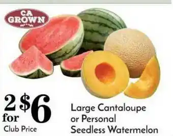 Pavilions Large Cantaloupe Or Personal Seedless Watermelon offer