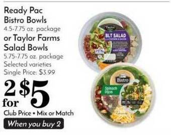Pavilions Ready Pac Bistro Bowls Or Taylor Farms Salad Bowls offer