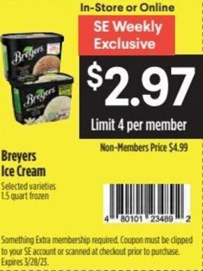 Raley's Breyers Ice Cream offer