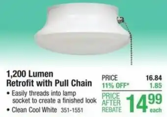 Menards 1,200 Lumen Retrofit With Pull Chain offer