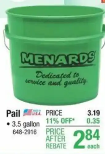 Menards Pail offer