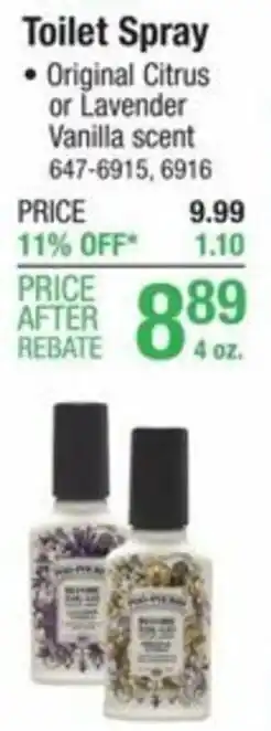 Menards Toilet Spray offer