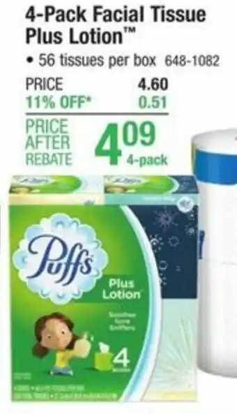Menards 4-Pack Facial Tissue Plus Lotion offer