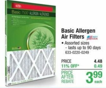 Menards Basic Allergen Air Filters offer