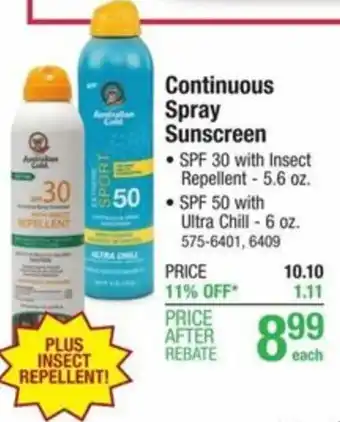 Menards Continuous Spray Sunscreen offer