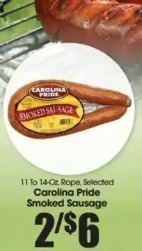 Food King Carolina Pride Smoked Sausage 11-14 oz offer