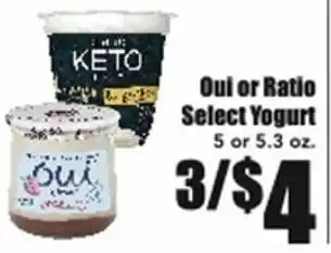 Oui or Ratio Yogurt 5 or 5.3 oz
