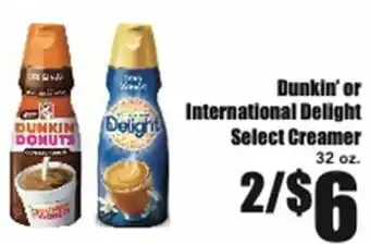 Dunkin' or International Delight Creamer 32 oz