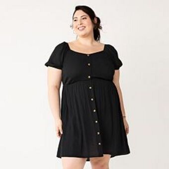 Kohl's Juniors' plus size so® button-front babydoll skater dress offer