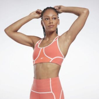 Reebok Lux racer padded colorblocked bra offer