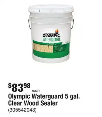 The Home Depot Olympic waterguard 5 gal. clear wood sealer offer
