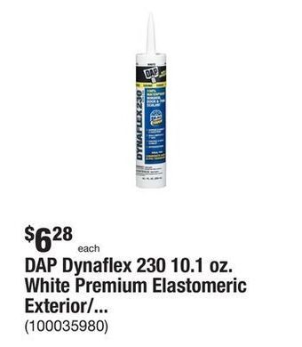 The Home Depot Dap dynaflex 230 10.1 oz. white premium elastomeric exterior/interior window, door and trim sealant offer
