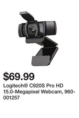 Office Depot Logitech® c920s pro hd 15.0-megapixel webcam, 960-001257 offer