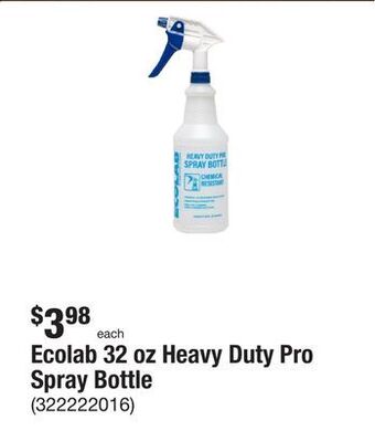 The Home Depot Ecolab 32 oz heavy duty pro spray bottle offer