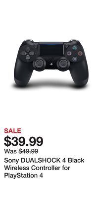 Game Stop Sony dualshock 4 black wireless controller for playstation 4 offer