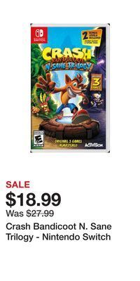 Game Stop Crash bandicoot n. sane trilogy - nintendo switch offer