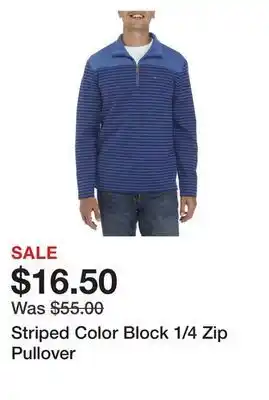Belk Striped color block 1/4 zip pullover offer