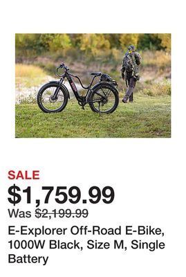 Tractor Supply Company E-explorer off-road e-bike, 1000w black, size m, single battery offer