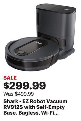 Best Buy Shark - ez robot vacuum rv912s with self-empty base, bagless, wi-fi - dark grey offer