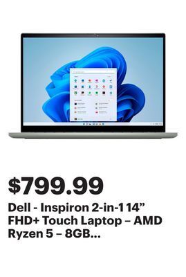 Best Buy Dell - inspiron 2-in-1 14 fhd+ touch laptop – amd ryzen 5 – 8gb memory – 512gb ssd - pebble green offer