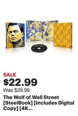 Best Buy The wolf of wall street [steelbook] [includes digital copy] [4k ultra hd blu-ray] [2013] offer