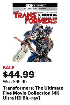Best Buy Transformers: the ultimate five movie collection [4k ultra hd blu-ray] offer