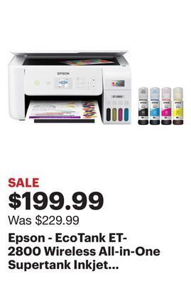 Best Buy Epson - ecotank et-2800 wireless all-in-one supertank inkjet printer - white offer