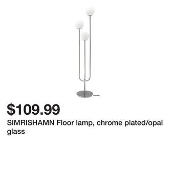 Ikea Simrishamn floor lamp, chrome plated/opal glass offer