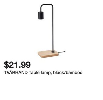 Ikea Tvärhand table lamp, black/bamboo offer