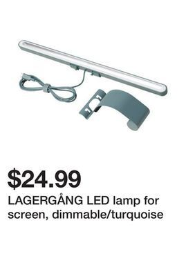 Ikea Lagergång led lamp for screen, dimmable/turquoise offer