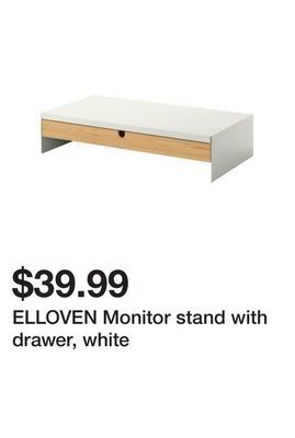 Ikea Elloven monitor stand with drawer, white offer