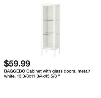 Ikea Baggebo cabinet with glass doors, metal/white, 13 3/8x11 3/4x45 5/8 offer