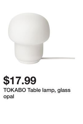 Ikea Tokabo table lamp, glass opal offer