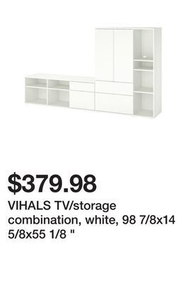 Ikea Vihals tv/storage combination, white, 98 7/8x14 5/8x55 1/8 offer
