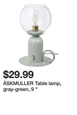 Ikea Åskmuller table lamp, gray-green, 9 offer