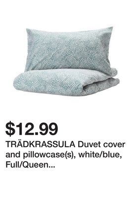Ikea Trädkrassula duvet cover and pillowcase(s), white/blue, full/queen (double/queen) offer