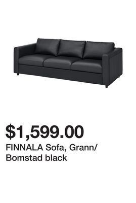 Ikea Finnala sofa, grann/bomstad black offer